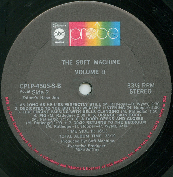 The Soft Machine* : Volume Two (LP, Album, Gat)