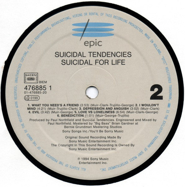 Suicidal Tendencies : Suicidal For Life (LP, Album)