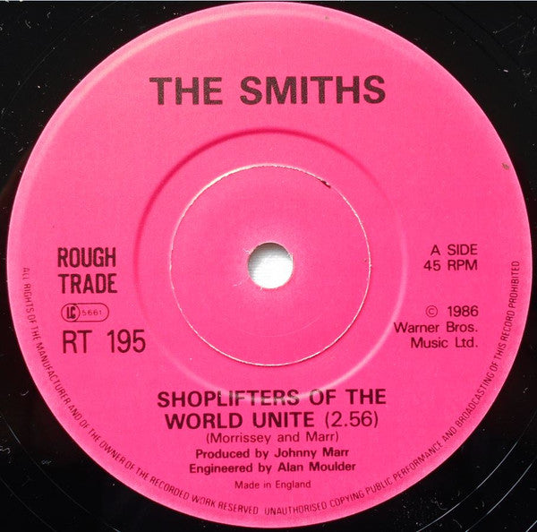 The Smiths : Shoplifters Of The World Unite (7", Single, Sol)