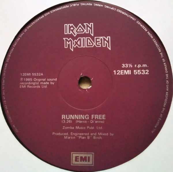 Iron Maiden : Running Free (12", Single, Pur)