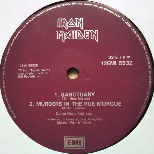 Iron Maiden : Running Free (12", Single, Pur)