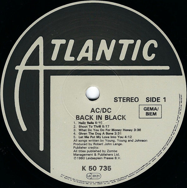 AC/DC : Back In Black (LP, Album, RE)