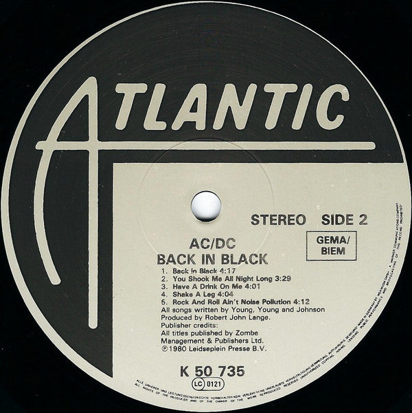AC/DC : Back In Black (LP, Album, RE)