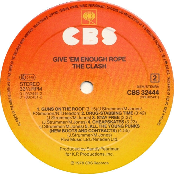 The Clash : Give 'Em Enough Rope (LP, Album, RE, Sun)