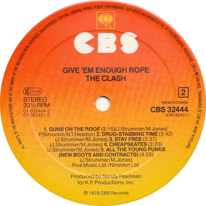 The Clash : Give 'Em Enough Rope (LP, Album, RE, Sun)