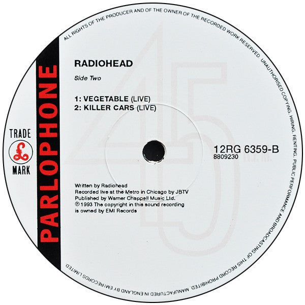 Radiohead : Creep (12", EP, Single, Ltd, Num, Gat)