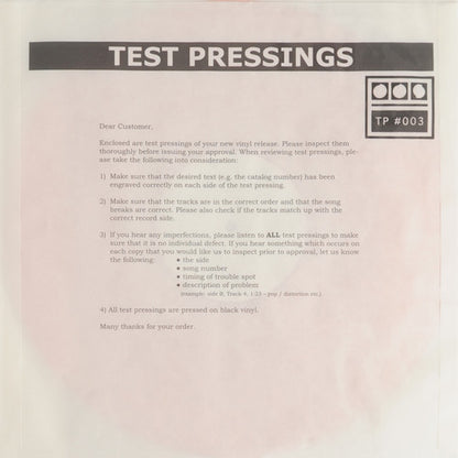 Demdike Stare : Testpressing #003 (12", Ltd, W/Lbl, Pea)