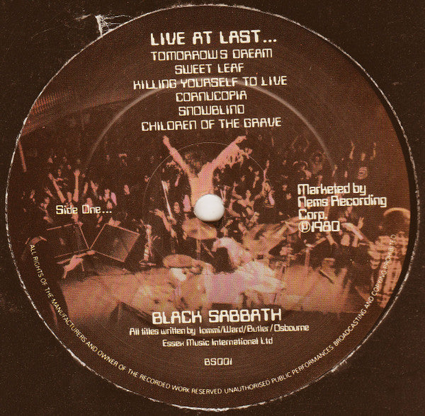 Black Sabbath : Live At Last (LP, Album)