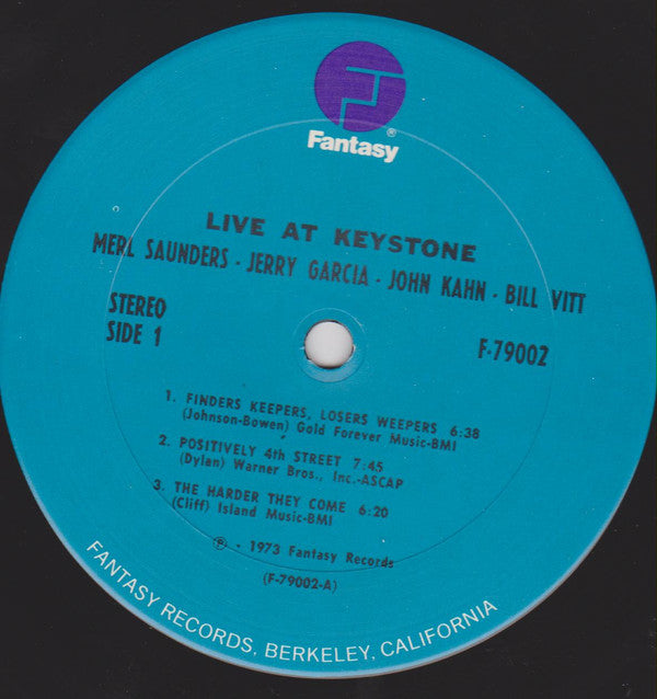 Merl Saunders, Jerry Garcia, John Kahn, Bill Vitt : Live At Keystone (2xLP, Album, RE)
