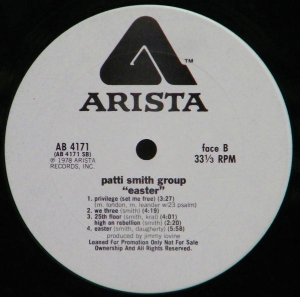 Patti Smith Group : Easter (LP, Album, Promo, Pit)