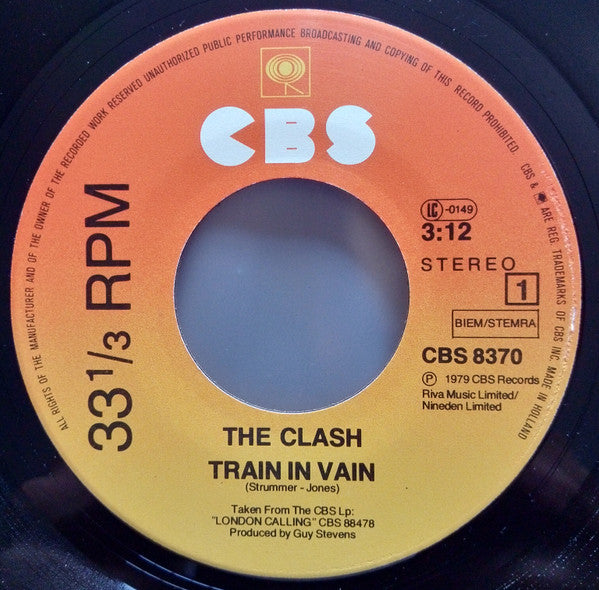 The Clash : Train In Vain / Bankrobber (7", Lar)