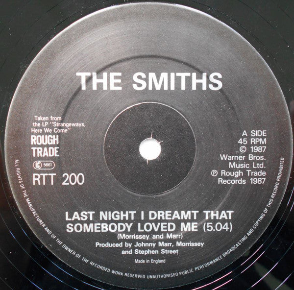 The Smiths : Last Night I Dreamt That Somebody Loved Me (12", Single, CBS)