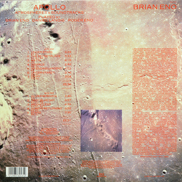 Brian Eno With Daniel Lanois & Roger Eno : Apollo - Atmospheres & Soundtracks (LP, Album, RE)