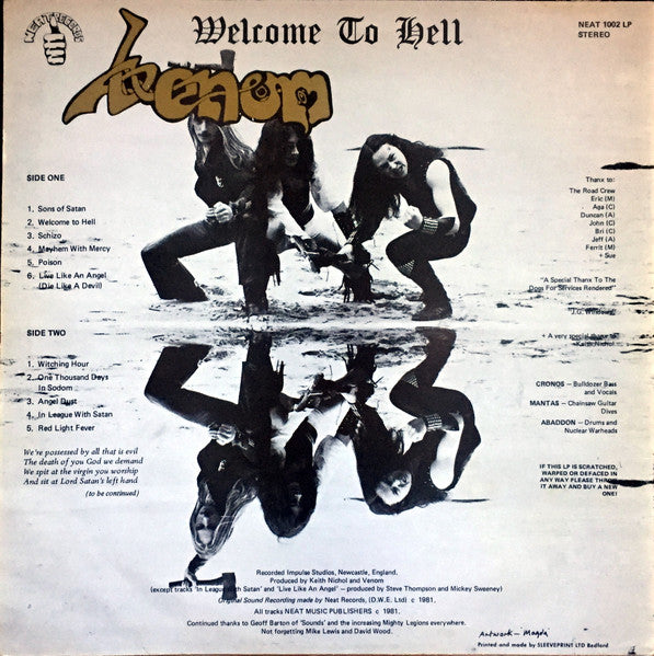 Venom (8) : Welcome To Hell (LP, Album, Blu)