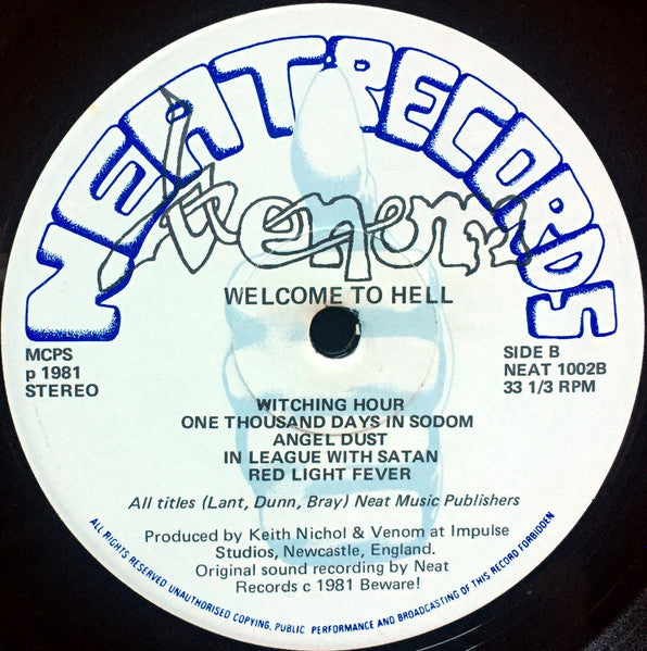Venom (8) : Welcome To Hell (LP, Album, Blu)