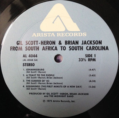 Gil Scott-Heron And Brian Jackson* : From South Africa To South Carolina (LP, Album, Gat)
