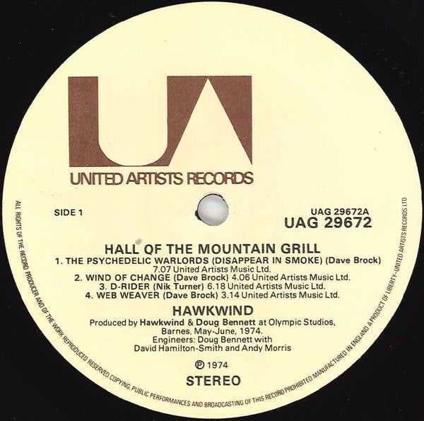 Hawkwind : Hall Of The Mountain Grill (LP, Album)