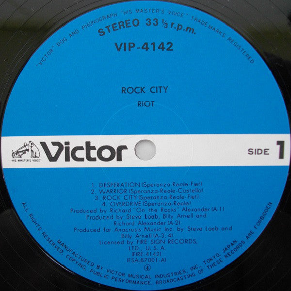 Riot (4) : Rock City (LP, Album, RP)