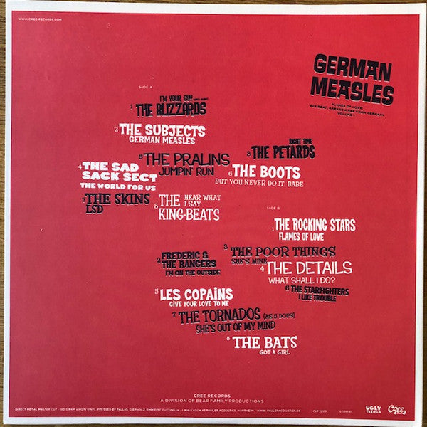Various : German Measles Volume 1 - Flames Of Love: '60s Beat, Garage & R&B From Germany (LP, Comp, Gat)