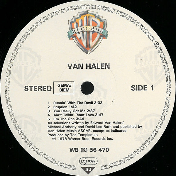 Van Halen : Van Halen (LP, Album, RE)