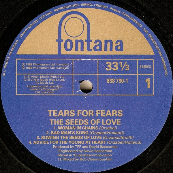 Tears For Fears : The Seeds Of Love (LP, Album)