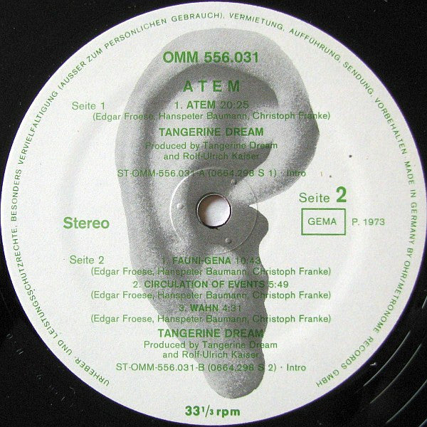 Tangerine Dream : Atem (LP, Album)