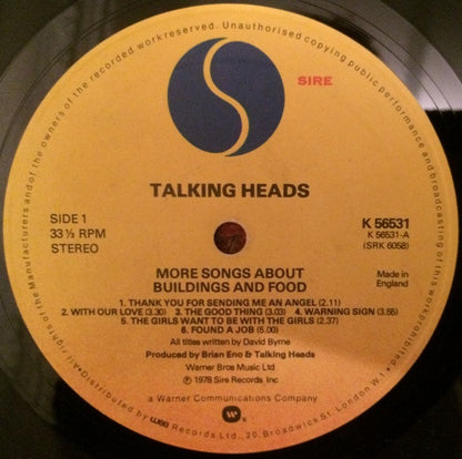 Talking Heads : More Songs About Buildings And Food (LP, Album, RE)