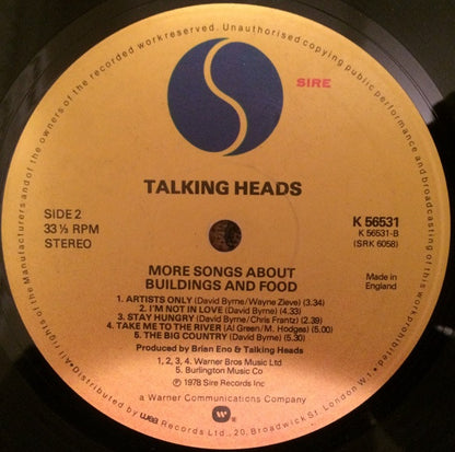 Talking Heads : More Songs About Buildings And Food (LP, Album, RE)