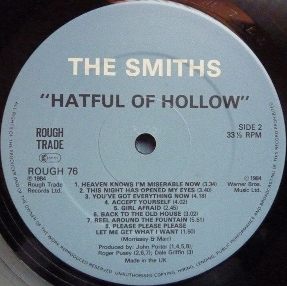 The Smiths : Hatful Of Hollow (LP, Comp, M/Print, CBS)