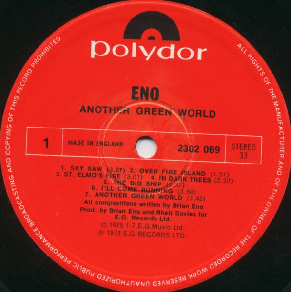 Brian Eno : Another Green World (LP, Album, RE, RP)