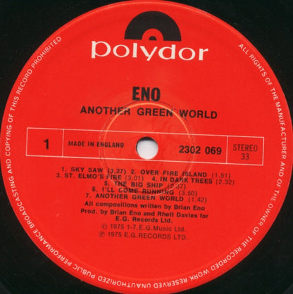 Brian Eno : Another Green World (LP, Album, RE, RP)