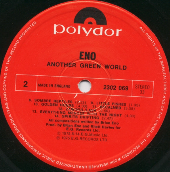 Brian Eno : Another Green World (LP, Album, RE, RP)