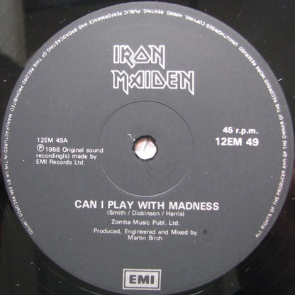 Iron Maiden : Can I Play With Madness (12", Single, Bla)