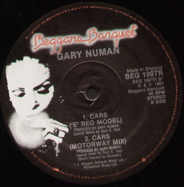 Gary Numan : Cars (E-Reg Model) (12", Single)