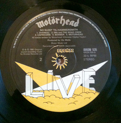 Motörhead : No Sleep 'til Hammersmith (LP, Album, 'Li)