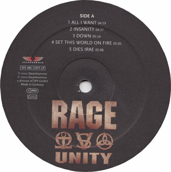 Rage (6) : Unity (LP, Album, Gat)
