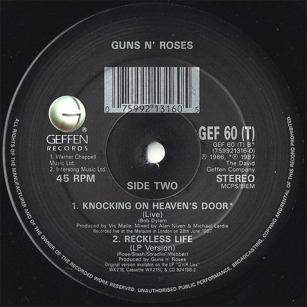 Guns N' Roses : Nightrain (12", Single)