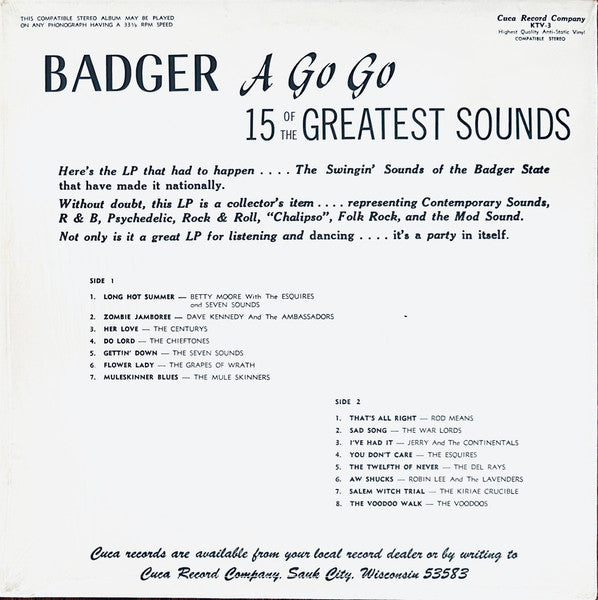 Various : Badger A Go Go — 15 Of The Greatest Sounds (LP, Album, Comp)