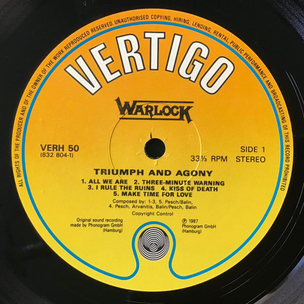 Warlock (2) : Triumph And Agony (LP, Album)