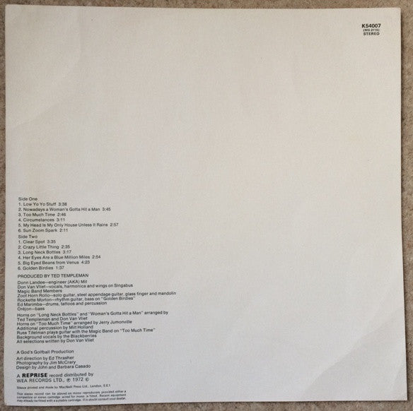 Captain Beefheart And The Magic Band : Clear Spot (LP, Album, RE)