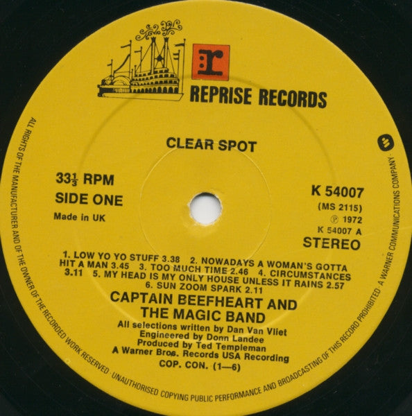 Captain Beefheart And The Magic Band : Clear Spot (LP, Album, RE)