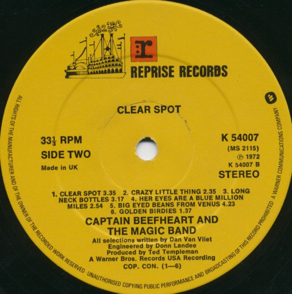 Captain Beefheart And The Magic Band : Clear Spot (LP, Album, RE)