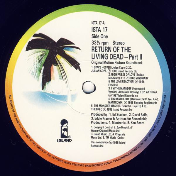 Various : Return Of The Living Dead Part II (Original Motion Picture Soundtrack) (LP, Comp)