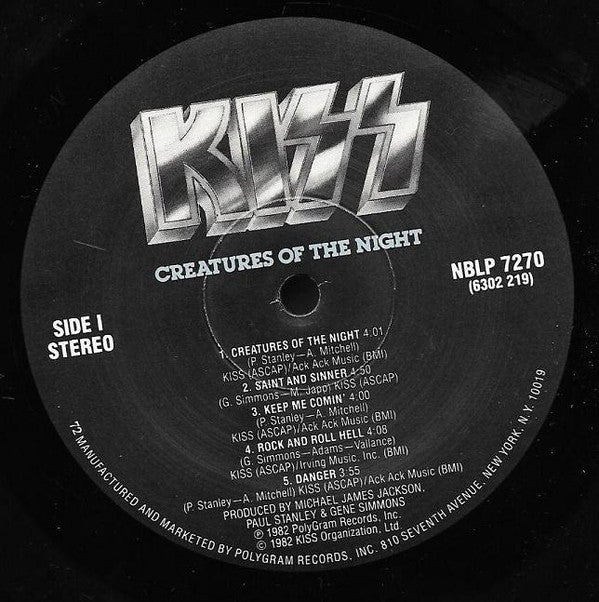 Kiss : Creatures Of The Night (LP, Album, PRC)