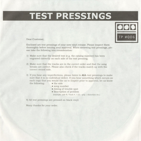 Demdike Stare : Testpressing #006 (12", Ltd, Aqu)
