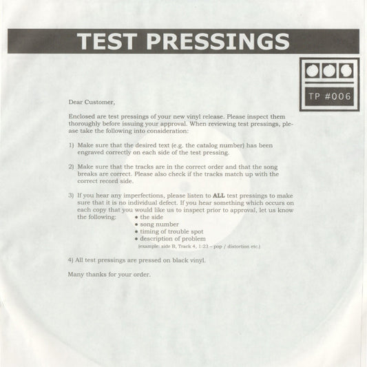Demdike Stare : Testpressing #006 (12", Ltd, Aqu)