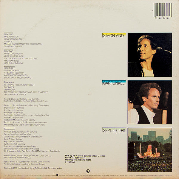 Simon & Garfunkel : The Concert In Central Park (2xLP, Album, Club)