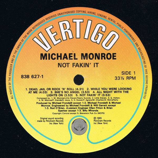 Michael Monroe : Not Fakin' It (LP, Album)