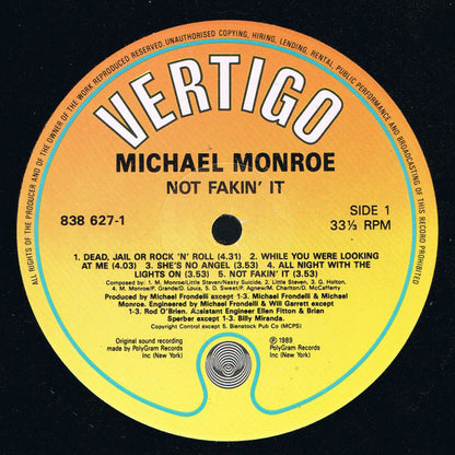 Michael Monroe : Not Fakin' It (LP, Album)