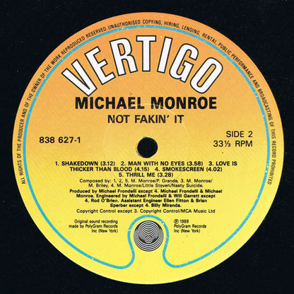 Michael Monroe : Not Fakin' It (LP, Album)